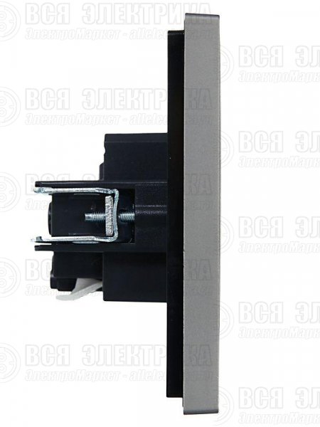 Розетка СП FORTE&PIANO FP513 16А с заземл. защ. шторки безвинт. крепл. сталь IEK FP-R14-16-1-K46