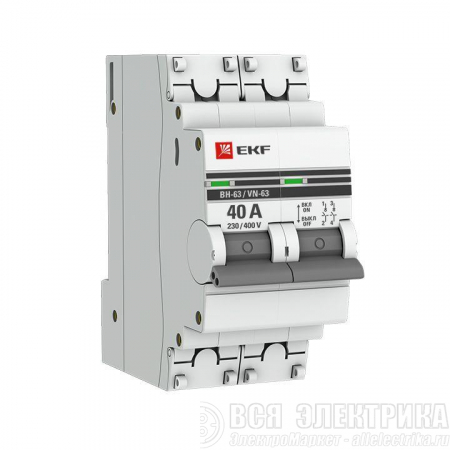 Выключатель нагрузки 2п 40А ВН-63 PROxima EKF SL63-2-40-pro