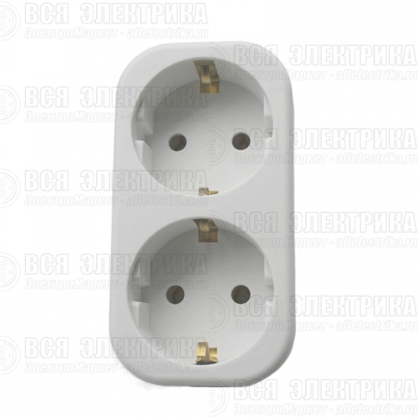 Разветвитель 2-м с заземл. 16А 250В IP20 полипропилен бел. TOKOV ELECTRIC TKL-S2Z-C01