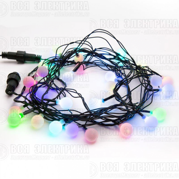 Гирлянда светодиодная "Шарики" 5м d18мм 30LED RGB 3.6Вт 220-240В IP20 провод ПВХ темн. зел. Neon-Night 303-549