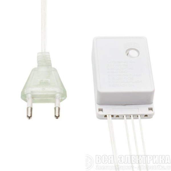 Гирлянда светодиодная "Бахрома" 3х0.8м 200LED тепл. бел. 9Вт 230В IP20 провод прозр. ПВХ Neon-Night 255-066