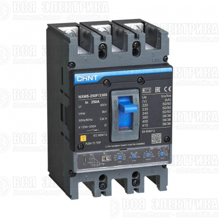 Выключатель автоматический 3п 200А 36кА NXMS-250F с электрон. расцеп. (R) CHINT 264754