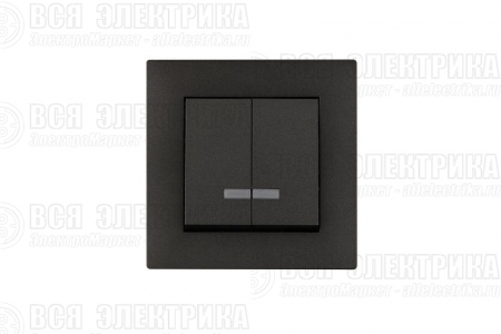Выключатель 2-клав. с подсветкой Karea RIZZ STAR дым. металлик Makel 88050023