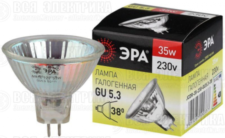 Лампа галогенная GU5.3-JCDR (MR16) -35W-230V-Cl ЭРА C0027363