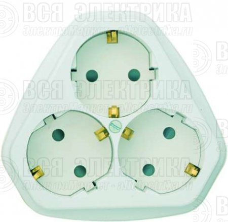 Розетка 3-м СП РС10/16-503 16А IP20 с заземл. защ. шторки бел. Кунцево 5930