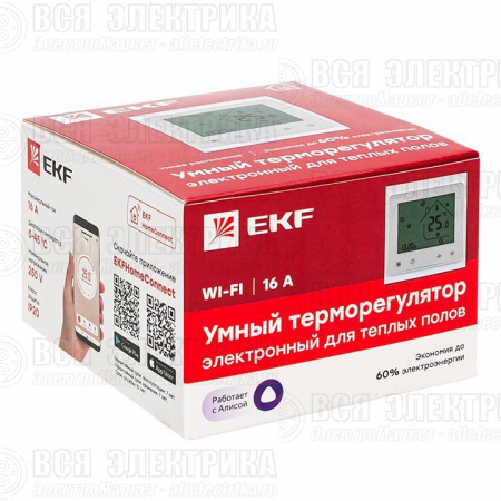 Термостат Умный для теплых полов Wi-Fi Connect EKF ett-4