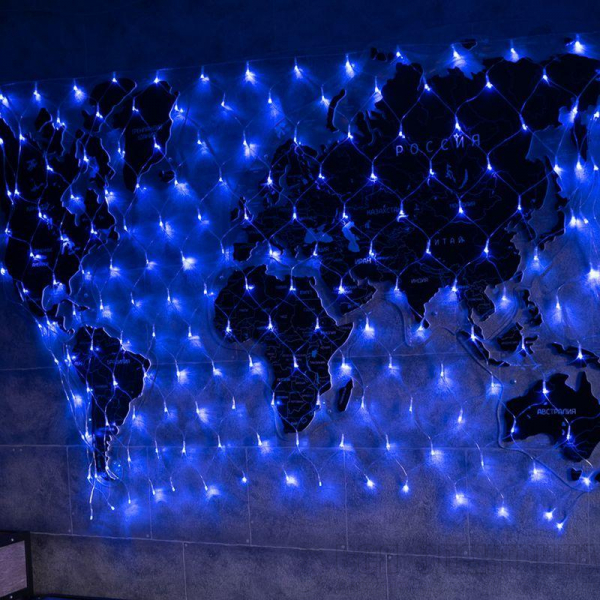 Гирлянда "Сеть" 1.8х1.5м 180LED син. провод прозр. Neon-Night 215-133