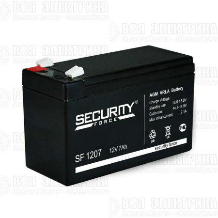 Аккумулятор ОПС 12В 7А.ч SF 1207 Security Force 4614030010005