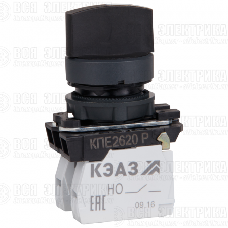 Переключатель КПЕ2620Р 2но+0нз ручка фикс 3поз IP65черн. КЭАЗ 248267