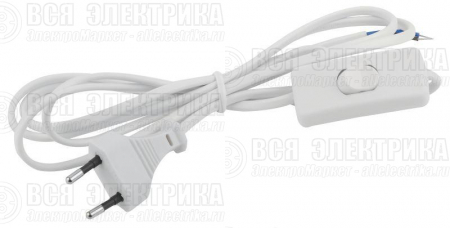 Шнур для бра 1.8м с выкл. ШВВП 2х0.5 бел. UX-ШВВП-S-1.8m-W ЭРА Б0044071