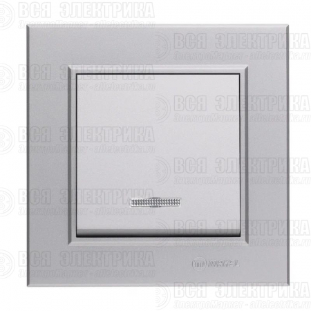 Выключатель 1-кл. СП Karea 10А IP20 сереб. с подсветкой Makel 56065021