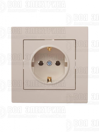 Розетка 1-м СП Vesna с заземл. ПБТ механизм крем. LEZARD 742-0388-122B