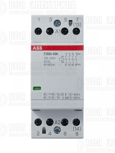 Контактор ESB25-40N-06 модульный (25А АС-1 4НО) катушка 230В AC/DC ABB 1SAE231111R0640