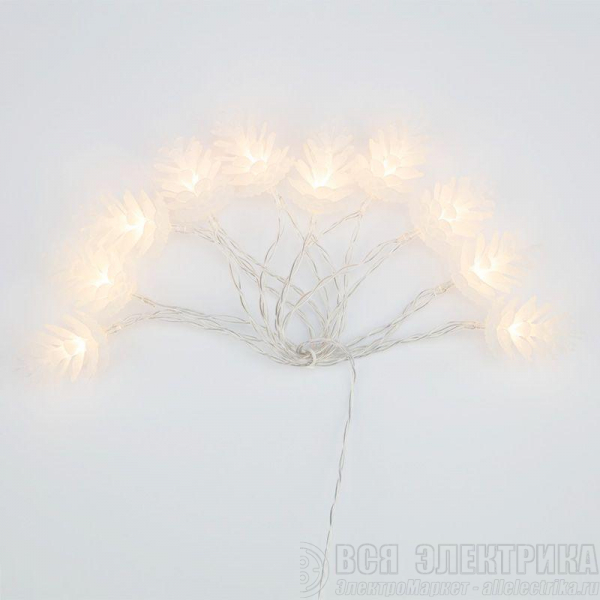 Гирлянда светодиодная "Шишки" 1.5м 10LED тепл. бел. 0.1Вт IP20 провод прозр. ПВХ элементы питания 2хAA (не в компл.) Neon-Night 303-098
