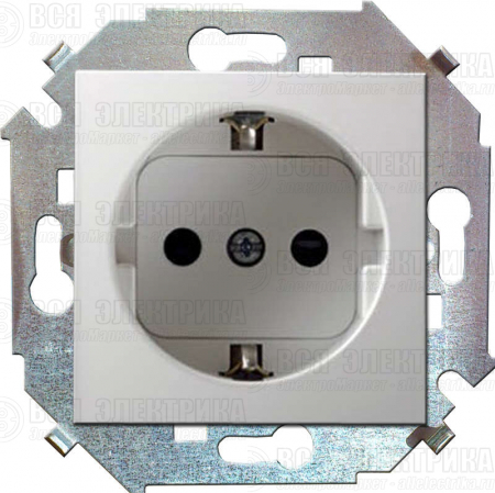 Розетка 1-м СП Simon 15 16А IP20 250В с заземл. Schuko защ. шторки винтов. клеммы механизм бел. Simon 1591443-030