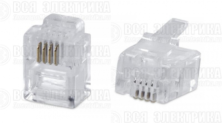Коннектор телефонный неэкранир. RJ-11/RJ-12 6P4C Cabeus 7012c