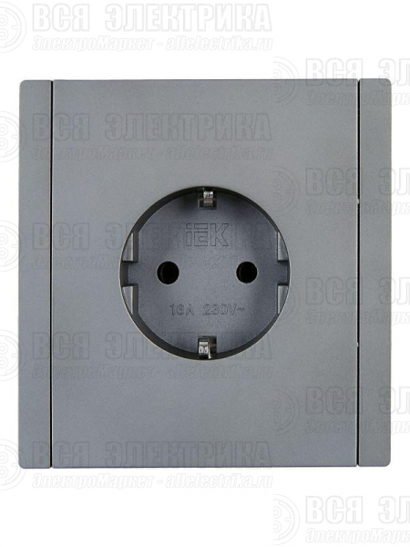 Розетка СП FORTE&PIANO FP513 16А с заземл. защ. шторки безвинт. крепл. сталь IEK FP-R14-16-1-K46