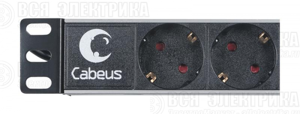 Блок розеток 9-м PDU-9P-2IEC 10А горизонт. евростандарт для 19дюйм шкафов без выкл. вилка IEC 320 C14 шнур 2м алюм. Cabeus 7287c