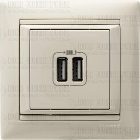 Розетка USB 2-м СП Valena сл. кость Leg 774170