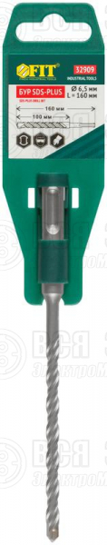 Бур по бетону SDS PLUS с двойн. резьбой 6.5х160мм FIT 32909