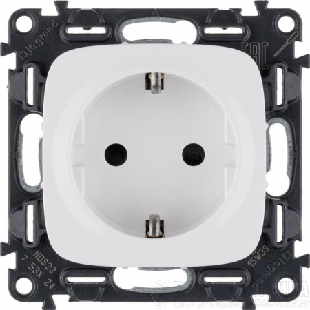 Механизм розетки 1-м СП Valena Allure 16А IP20 250В 2К+З с лиц. панелью винт. зажимы бел. Leg 753724