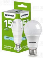 Лампа светодиодная A60 15Вт грушевидная 6500К E27 230В GENERICA LL-A60-15-230-65-E27-G