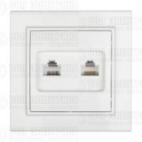 Розетка компьютерная + телефонная 2-м СП Минск RJ45 + Phone бел. Basic EKF ERK00-135-10