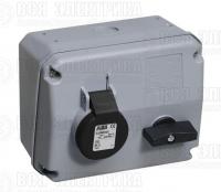 Розетка с выключателем и мех. блок. 332MHS5 32A 3P+E IP44 5ч ABB 2CMA167676R1000
