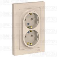 Розетка 2-м СП AtlasDesign 16А IP20 с заземл. в сборе беж. SE ATN000224
