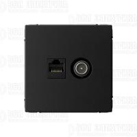 Розетка компьютерная + телевизионная 2-м ArtGallery RJ45 + TV кат.5E карбон SE GAL001089