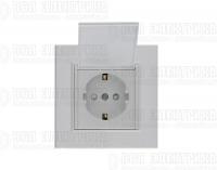 Розетка 1-м с крышкой Karea LINE STAR с заземл. жемчуж. Makel 86100029