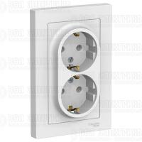 Розетка 2-м СП AtlasDesign 16А IP20 с заземл. в сборе бел. SE ATN000124