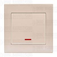 Выключатель 1-кл. СП Rain IP20 с подсветкой крем. LEZARD 703-0303-111