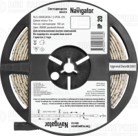 Лента светодиодная 71 766 NLS-5050CW30-7.2-IP20-12V R5 7.2Вт/м (уп.5м) Navigator 71766