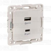 Розетка USB 2-м Стокгольм тип A+C механизм бел. PROxima EKF EYR-2USB-type-C
