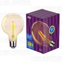 Лампа светодиодная филаментная PREMIUM (FILAMENT) 5Вт G95 шар 2700К тепл. E27 480лм REV 32433 1