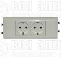 Розетка 2-м 4мод. Mosaic 16А IP40 2х2P+E с заземл. немецк. стандарт с суппортом безвинт. клеммы для кабель-канала DLP бел. Leg 077432