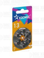 Элемент питания воздушно-цинковая для слуховых аппаратов ZA13 (13 PR48 DA13 V13A) 1.45В (уп.6шт) КОСМОС KOCZA-13BL6