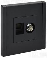 Розетка 2-м TV+RJ45 кат.5E FORTE&PIANO FP136 черн. IEK FP-AK20-1-K02