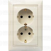 Розетка 2-м СП Valena 16А IP20 2х2P+E с заземл. защ. шторки немецк. стандарт в сборе сл. кость Leg 774371