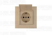 Розетка 1-м с крышкой Karea RIZZ с заземл. крем Makel 88010029