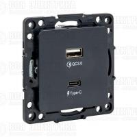 Розетка USB 2-м Стокгольм тип A+C механизм черн. PROxima EKF EZR-2USB-type-C