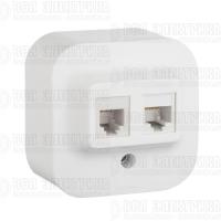 Розетка компьютерная + телефонная 2-м ОП 2мод. Quteo RJ45 + RJ11 кат.5E UTP IP20 бел. Leg 782221