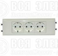 Розетка 3-м СП 6мод. Mosaic 16А IP40 3х2P+E с заземл. безвинт. клеммы с суппортом для кабель-канала DLP механизм бел. Leg 077433