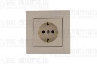 Розетка 1-м Karea RIZZ с заземл. керамика крем Makel 88010008