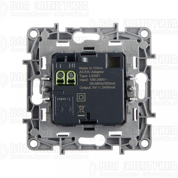 Розетка USB 2-м СП 2мод. Etika 240В/5В 2400мА механизм антрацит Leg 672694
