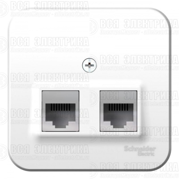 Розетка компьютерная + телефонная 2-м ОП Blanca RJ45 кат.5E + RJ11 с изолир. пластиной бел. SE BLNIA045111