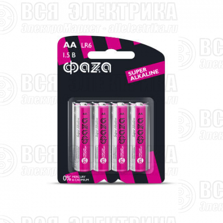 Элемент питания алкалиновый AA/LR6 1.5В Super Alkaline BL-4 (уп.4шт) ФАZА 5000285