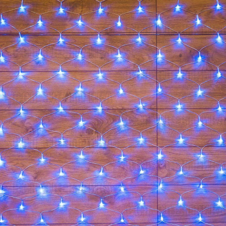 Гирлянда светодиодная "Сеть" 1.5х1.5м 150LED син. 12Вт IP20 провод ПВХ прозр. Neon-Night 215-123
