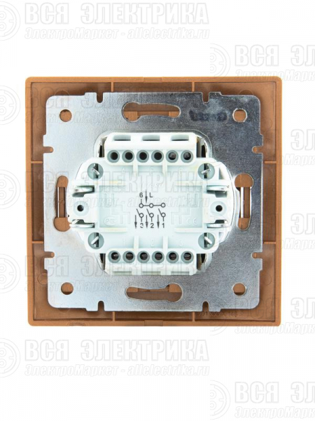 Выключатель 3-кл. СП Mira 10А IP20 со вставкой зол. метал. LEZARD 701-1313-109